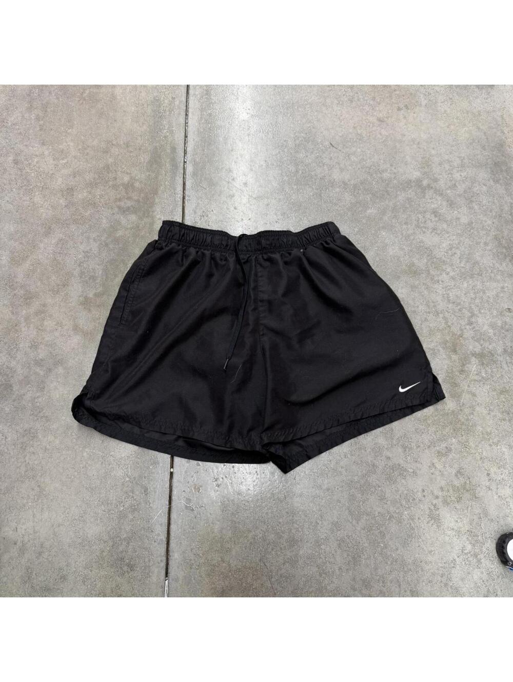 vintage nike black and white small swoosh shorts size large